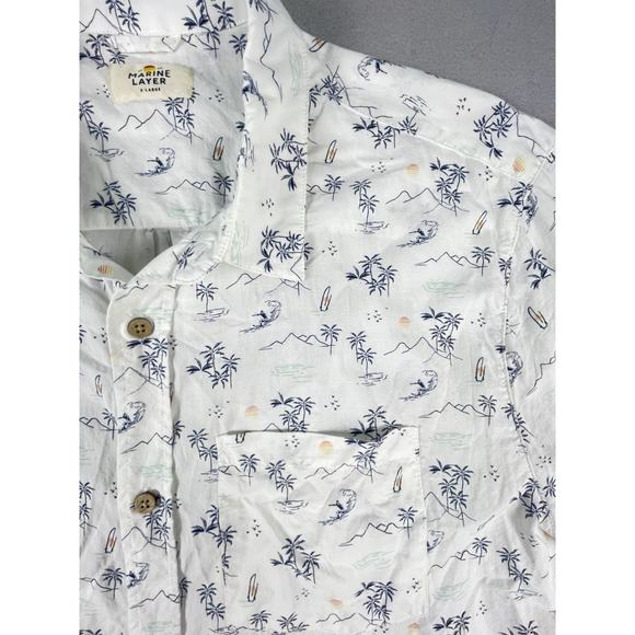Marine Layer Other - Marine Layer Button Down Mens XL White Surf Print Short Slv Casual Shirt Beach